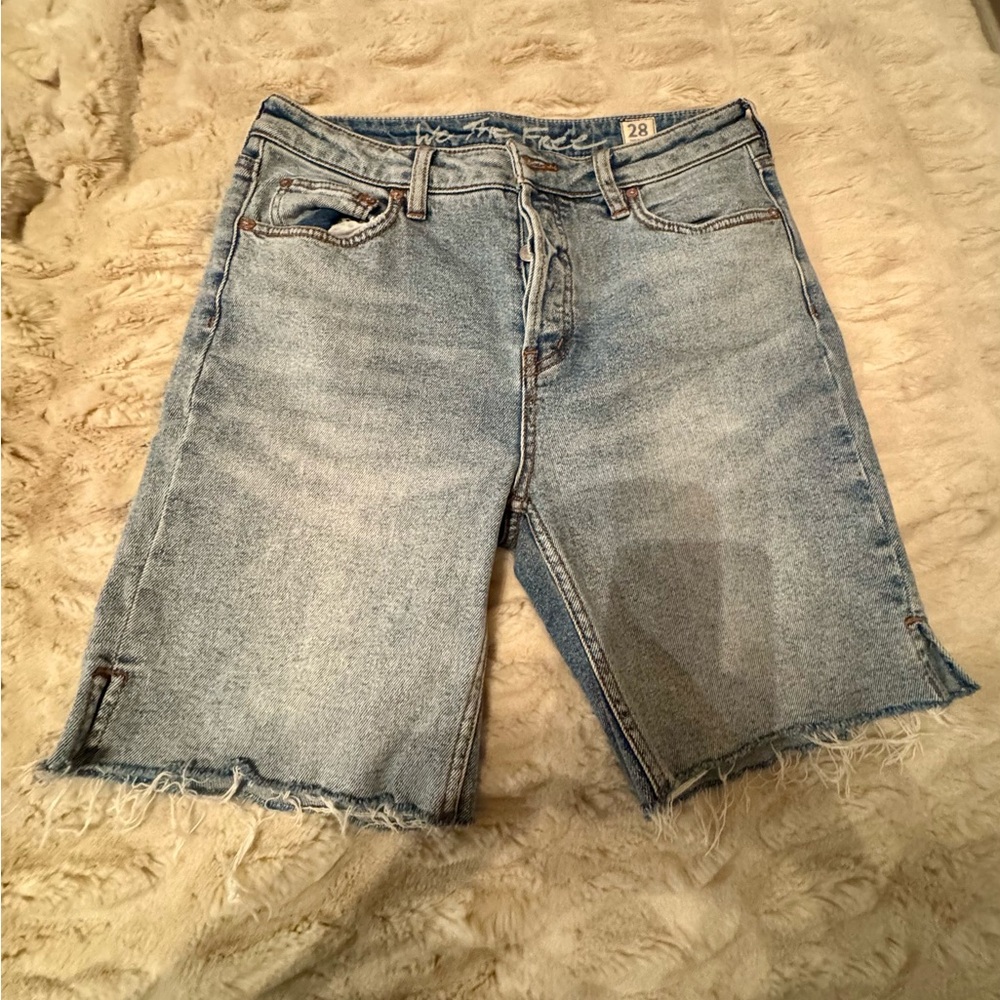 We The Free Blue Jean Shorts Raw Hem Distressed